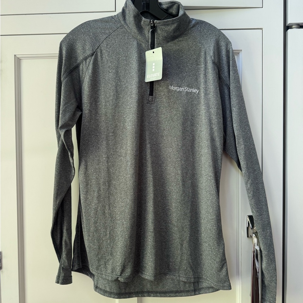 NWT Elevate Sport Gray Quarter-Zip Pullover with Morgan Stanley Logo